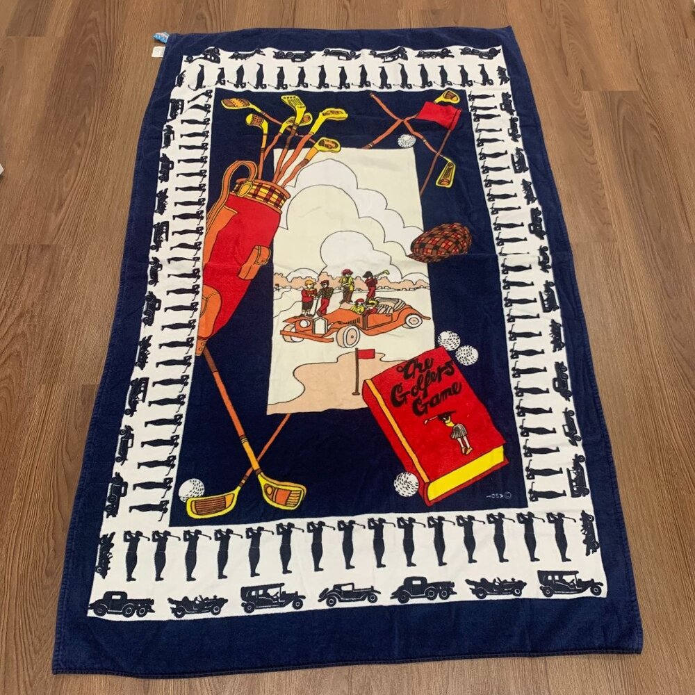Vintage Ocean Club Sears Made In Brazil The Golfers Club Beach Towel 40" x 70"